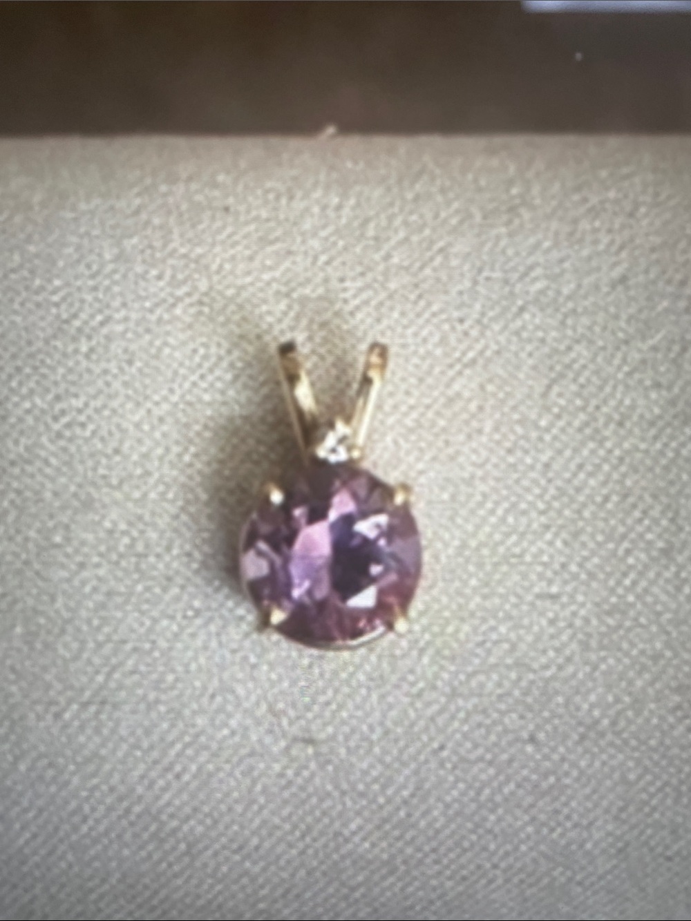 Women’s Round Amethyst &Diamond Pendant in 14k yellow gold